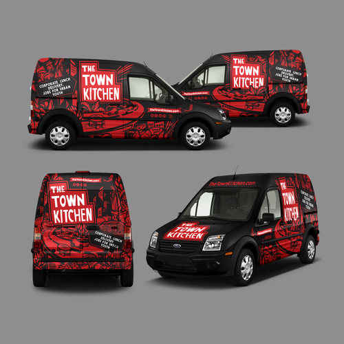 Food truck design with the title 'The Town Kitchen'