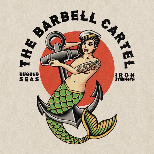 Mermaid t-shirt with the title 'traditional tattoo style mermaid'