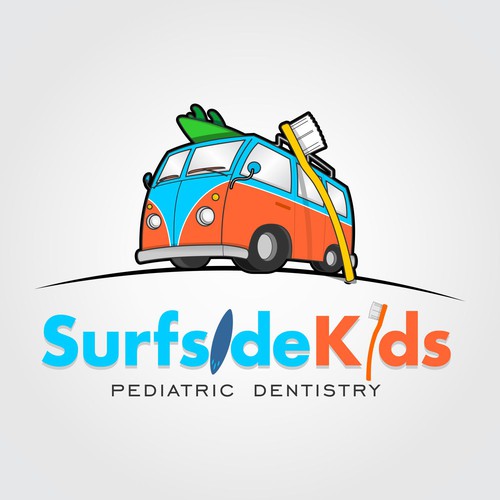 Car illustration with the title 'Logo concept for pediatric dentistry practice'