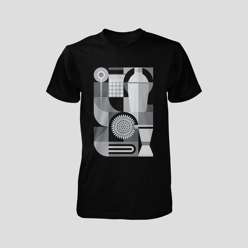 Abstract t-shirt with the title 'Art deco cocktail design'