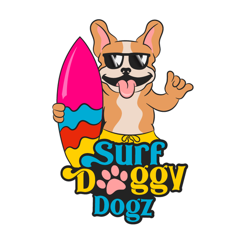 Surfer logo with the title 'Surfing Dog'