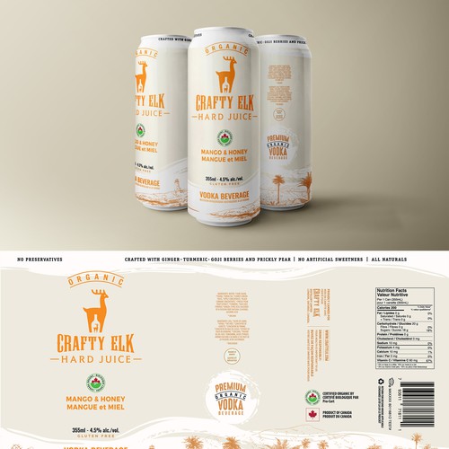 California design with the title 'Organic Craft Elk vodka'