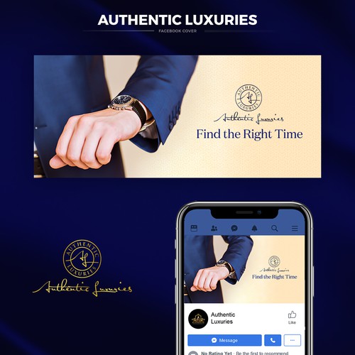 Watch design with the title 'Luxury Facebook cover for Authentic Luxuries'