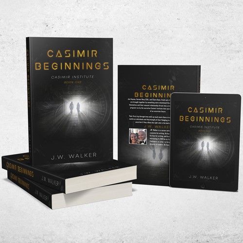 Black and white book cover with the title 'Casimir Beginnings'