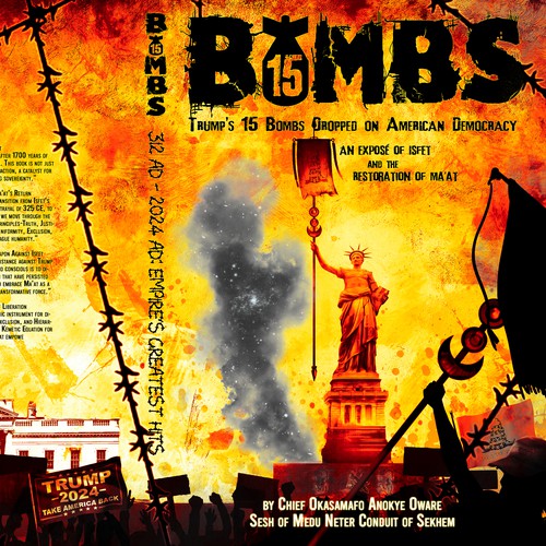 Bomb design with the title '15 BOMBS -  coverbook'