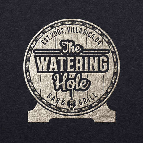 Grill design with the title 'the watering hole'