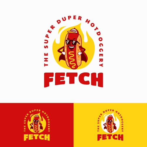 Hot dog logo with the title 'Fetch Hotdog'