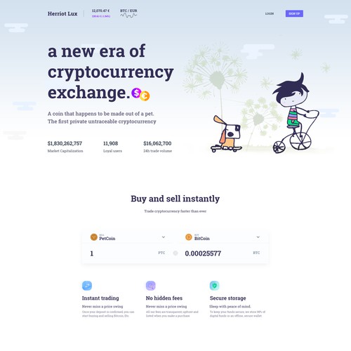 Currency design with the title 'Cryptocurrency website for pets'