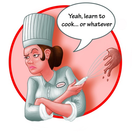 Women artwork with the title 'Sarcastic cook character Big Edna'