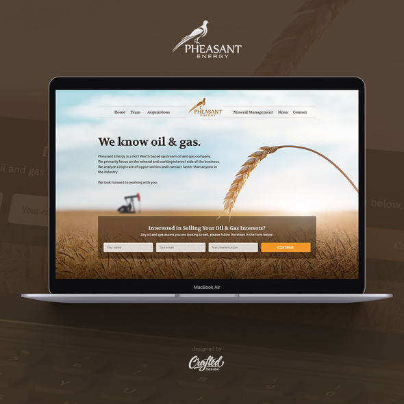 Energy website with the title 'Pheasant Energy'