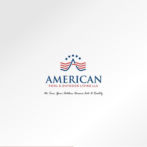 Living design with the title 'Elegan, Mature, Luxurious Logo For AMERICAN POOL & OUTDOOR LIVING'