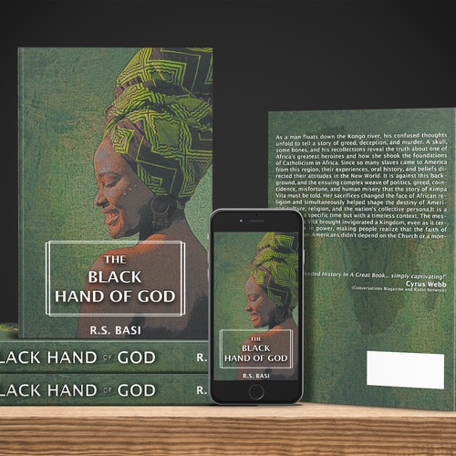 Green book cover with the title 'Cover for an historical afroamerican's fiction book'