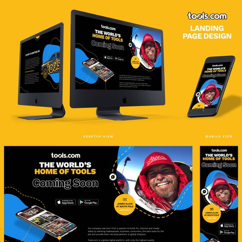 Coming soon design with the title 'Bold Coming Soon Landing Page Design For Tools Company'