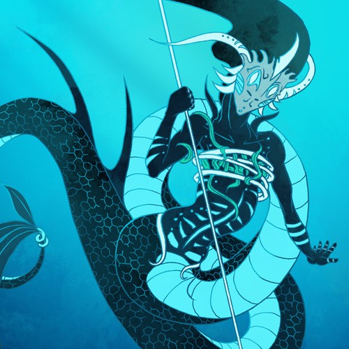 Drawing book cover with the title 'Aquatic Borne - Futuristic Mermaid'