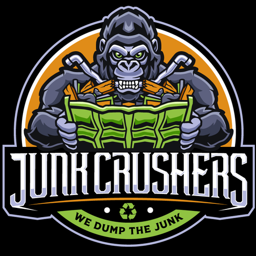 Trailer logo with the title 'Junk Crushers'