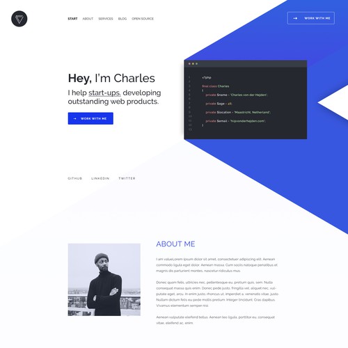 Portfolio website with the title 'Website for a Web-Developer'