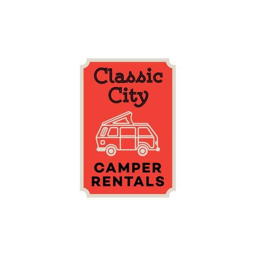 Camper logo with the title 'Vintage style for camper rental'