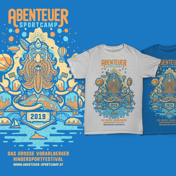 Summer camp design with the title 'Abenteuer Sportcamp'