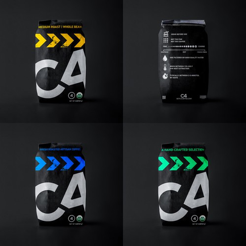 Coffee packaging with the title 'Coffe Bag Packaging Design for C4 '