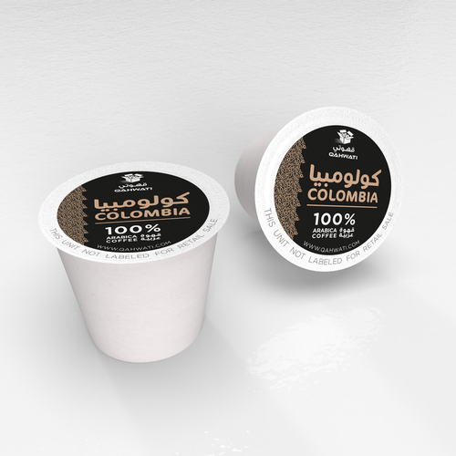 Coffee label with the title 'Arabic coffee capsules design'