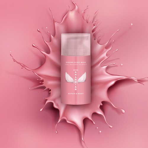 Professional label with the title 'REBORN SLEEP MASK'