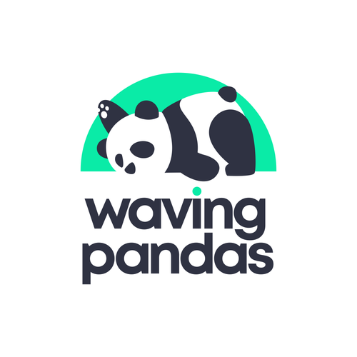 Panda design with the title 'waving lazy panda'