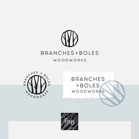 Woodworking logo with the title 'BRANCHES & BOLES WOODWORKS'