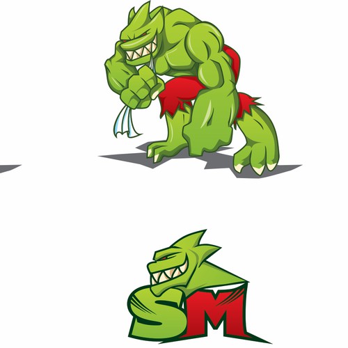 Monster logo with the title 'create a mythical creature for fitness t shirt'
