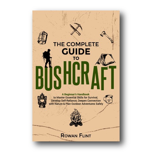 Survival design with the title 'Living in Wild Book Cover'