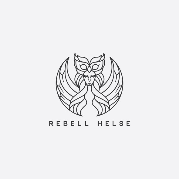 Wisdom logo with the title 'Athena goddess of wisdom for Rebell Helse '