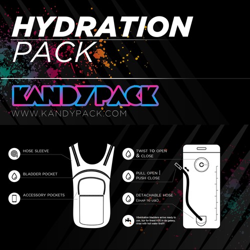 Geometric label with the title 'Modern hangtag for Hydration Pack'