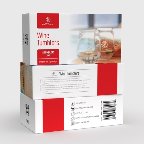 Red packaging with the title 'GLASSWARE PRODUCT'
