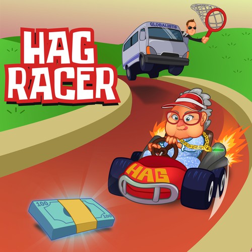 Gaming illustration with the title 'Hag Racer - game Illustration'