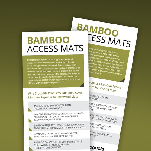 Handout design with the title 'Advertising Card for Bamboo Mats'
