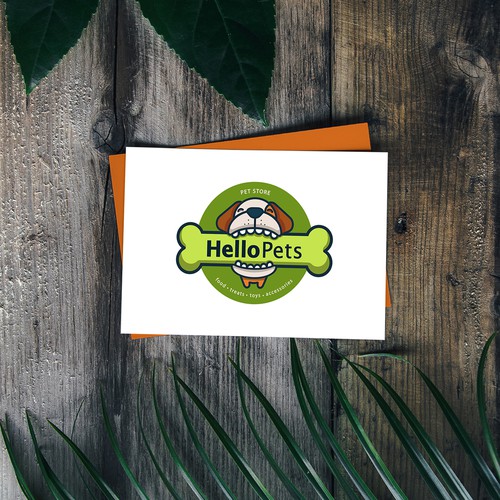 Pet shop logo with the title 'Hello Pets Pet Store'