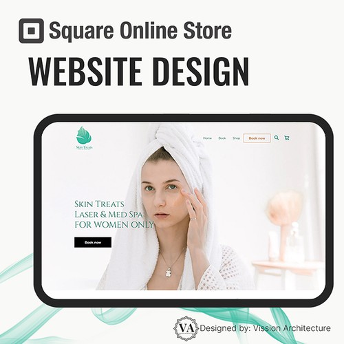 Summer camp design with the title 'SQUARE ONLINE STORE | Design for Skin Treats'