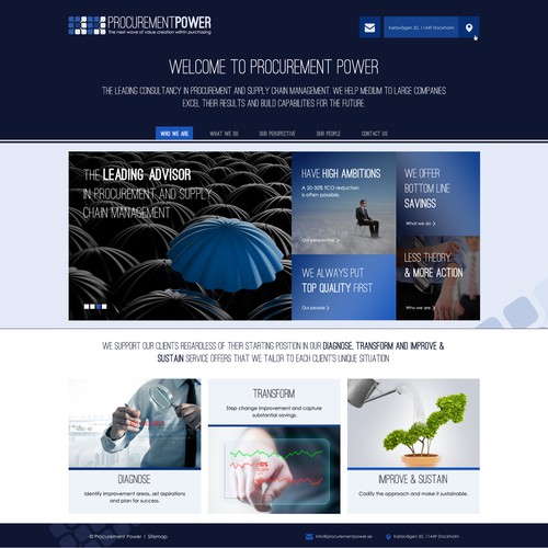 Business website with the title 'New web design for www.procurementpower.se'
