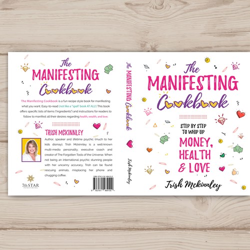Hand-drawn book cover with the title 'The Manifesting Cookbook'