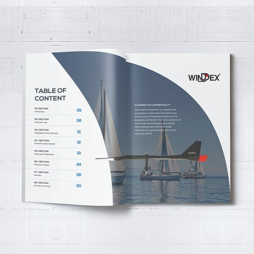 Ship design with the title 'Brand Guide for a Boating Product'