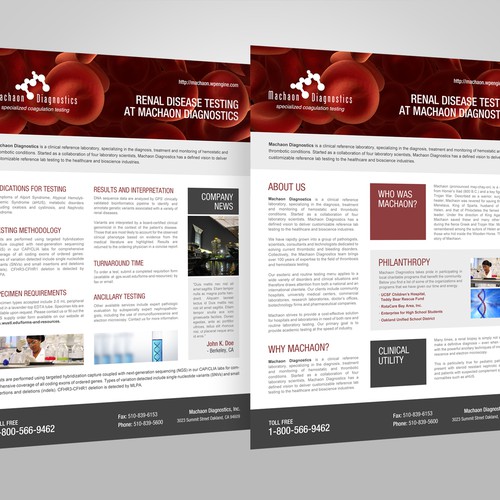 Whitespace design with the title 'Machaon Test Announcement and Informational Brochure Template'