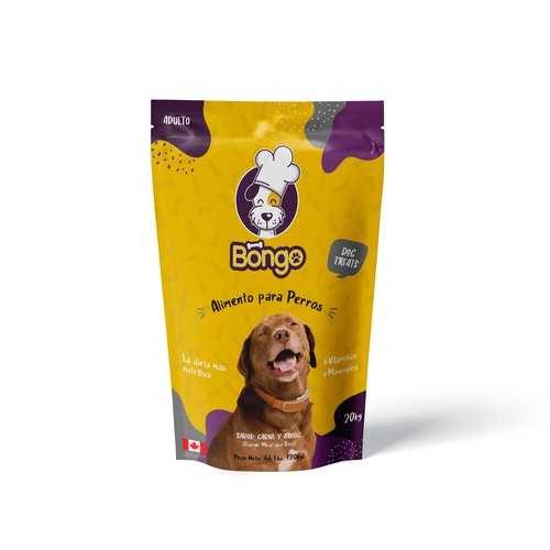 Dog food packaging with the title 'Dog Food Packaging'
