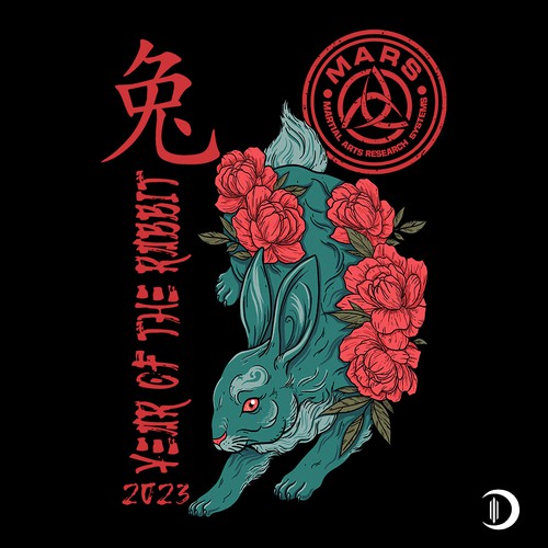 Totem design with the title 'Year of the rabbit 2023'