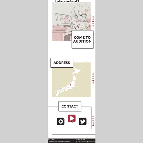 Animation website with the title 'Mobile Site for animator'