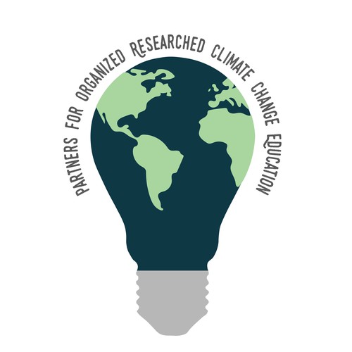 Climate logo with the title 'Partners for organized research climate change education logo concept'