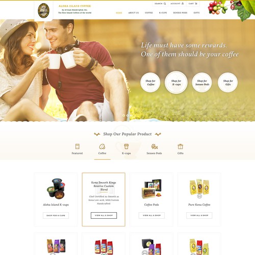 Trendy website with the title 'Island Cofee Seller'