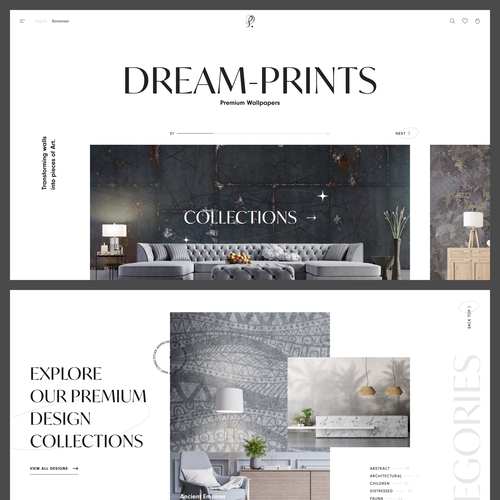 High-end website with the title 'Bold web design to showcase premium wallpapers '