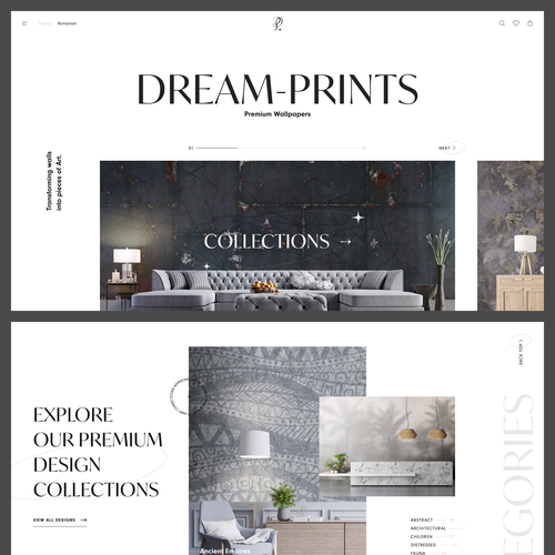 Wallpaper design with the title 'Bold web design to showcase premium wallpapers '