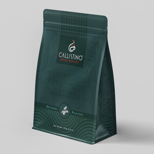 Sophisticated packaging with the title 'Callistino Coffee Roasters'