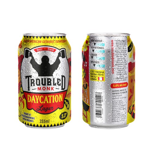 Beer can label with the title 'Beer can design'