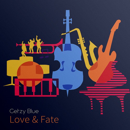 Jazz design with the title 'Getzy Blue "Love& Fate" Album cover contest entry'